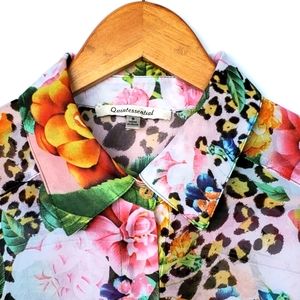 Quintessential Long Sleeve, Floral & Animal Print Blouse/Mini Dress, Size S